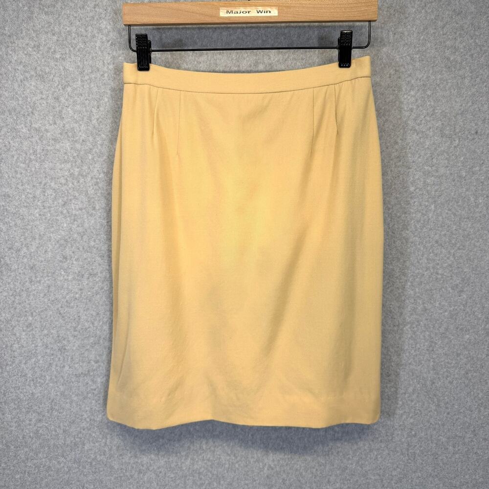 Escada Margaretha Ley Skirt Womens 38 Wool Beige Knee Length Lined Germany VTG